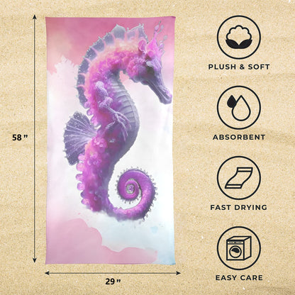 MAGICAL SEAHORSE BEACH TOWEL Artsadd