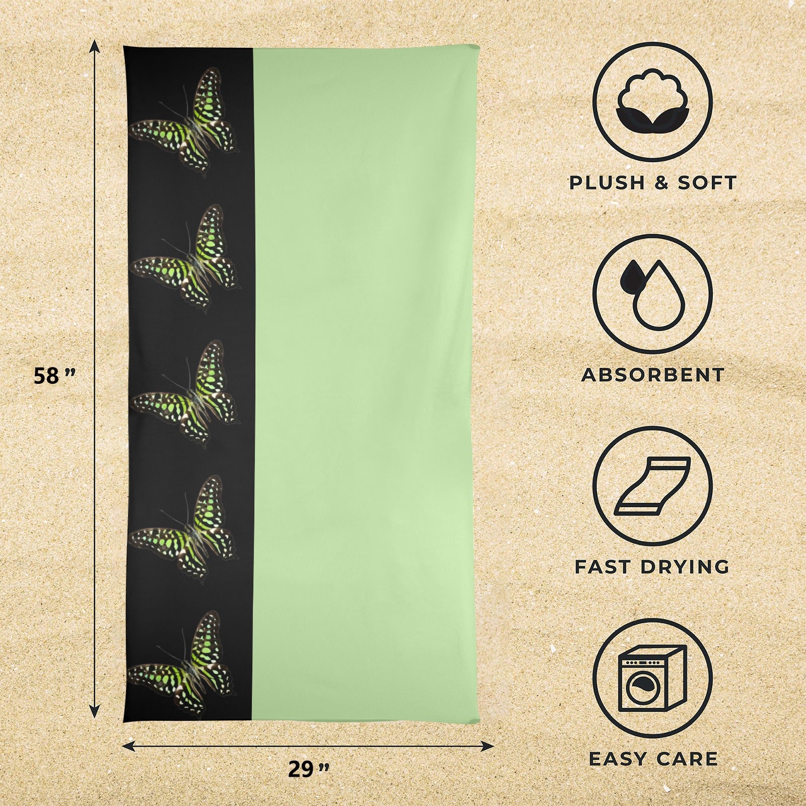 THE GREEN TRIANGLE BEACH TOWEL Artsadd