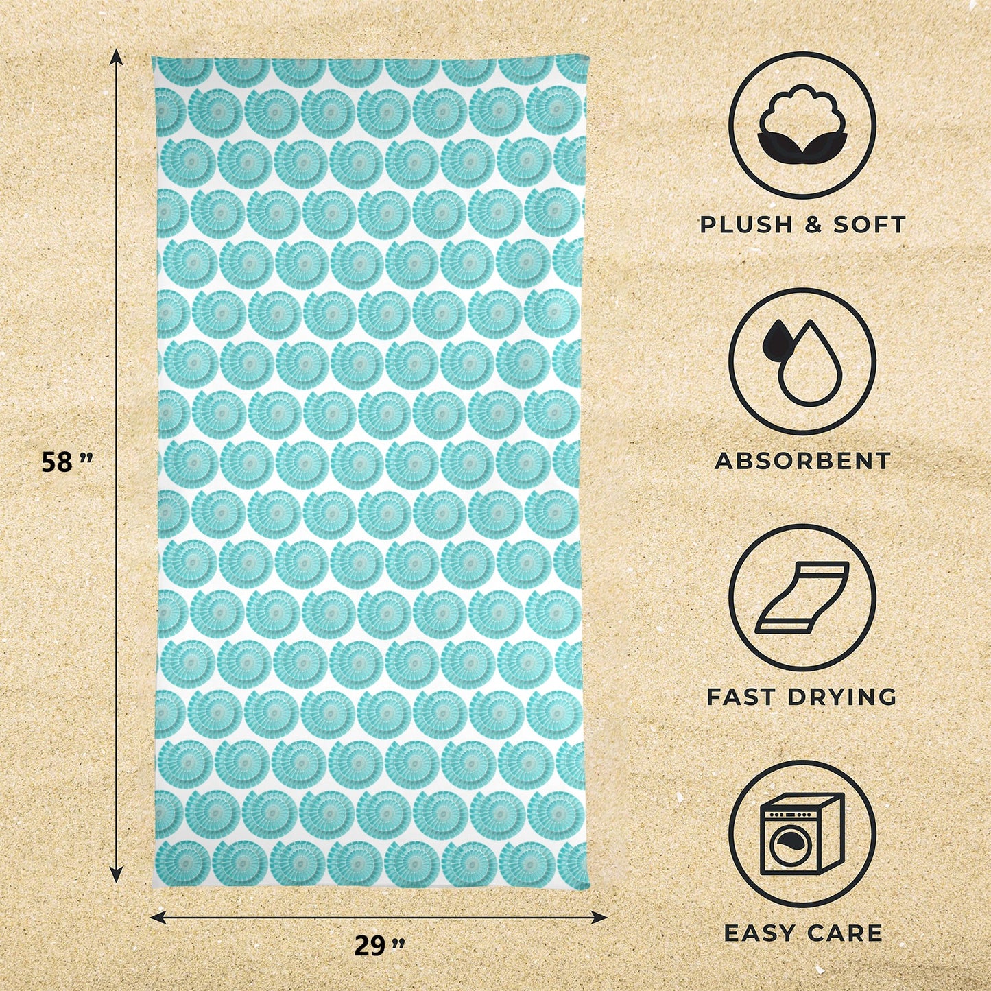 SEA SPIRALS BEACH TOWEL Artsadd