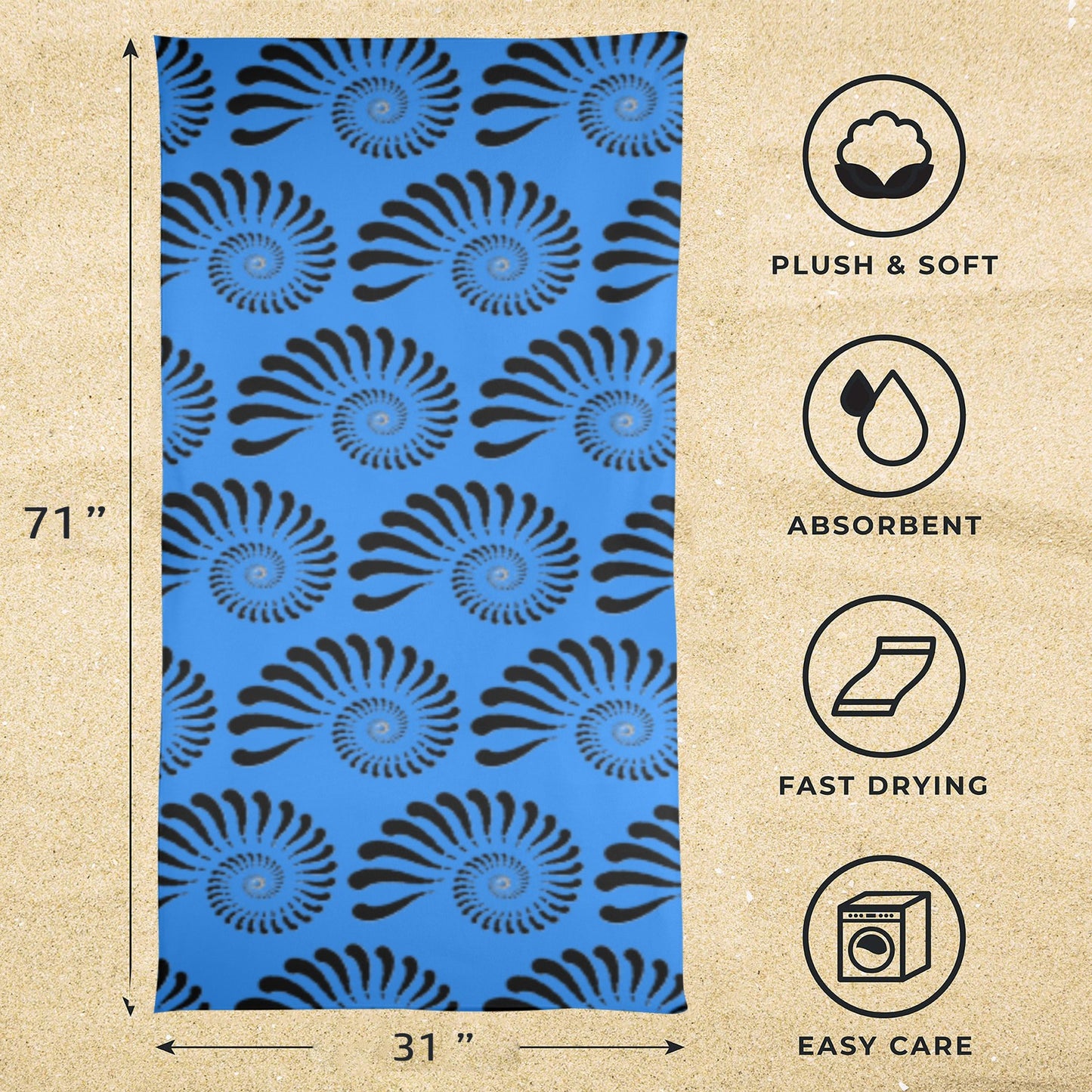 ANCIENT OCEAN BEACH TOWEL Artsadd