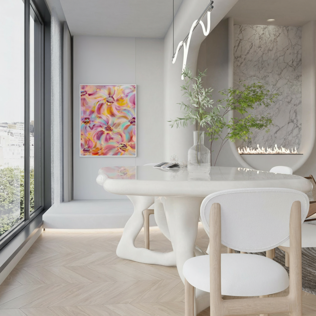 abstract hibiscus tropical pastel Australian native floral flower art painting print