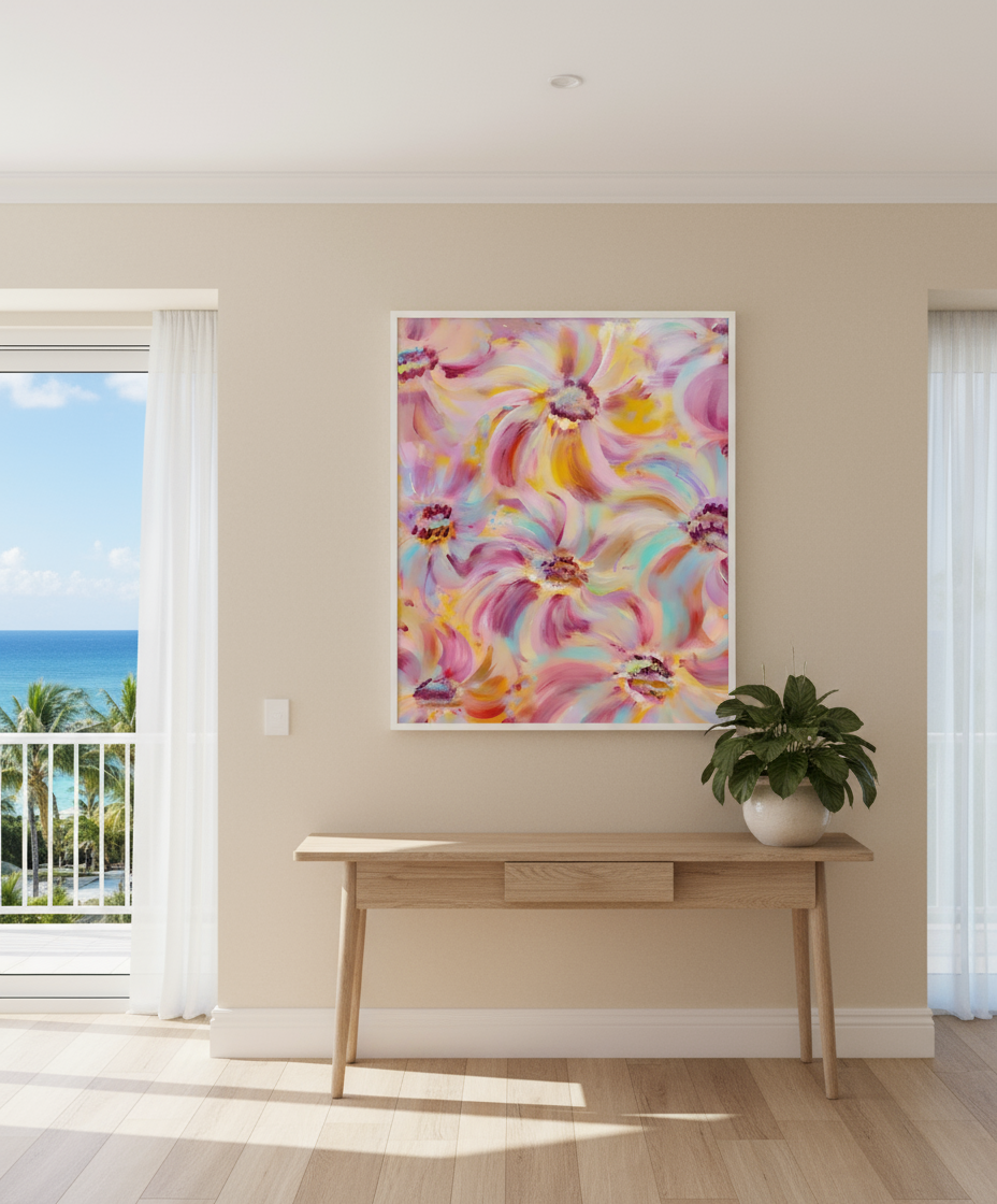 abstract hibiscus native floral flower art painting Australian