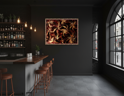 abstract red gold black abstract gold frame of waratah